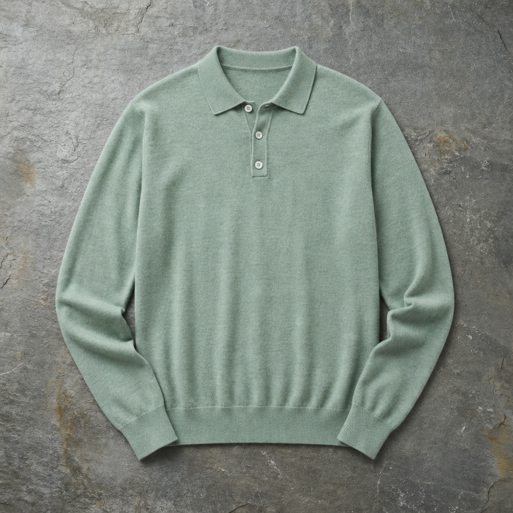 Zakynthos Knit Polo Sweater in Light Green