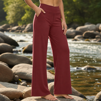 Silves Wide Leg Comfort Pants in Red