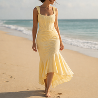 Figueres Lace Hi-Low Mermaid Dress in Yellow