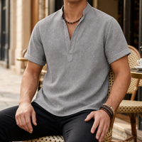 Kea Linen Henley Shirt in Gray