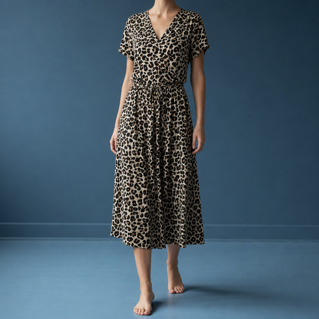 Figueres Spotted Print Midi Dress in Khaki