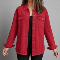 Alberobello Oversized Denim Jacket in Red
