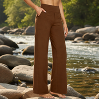 Silves Wide Leg Comfort Pants in Dark Brown