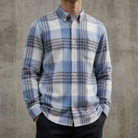 Serifos Plaid Flannel Shirt in Light Blue