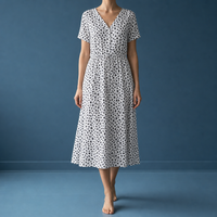 Figueres Spotted Print Midi Dress in White