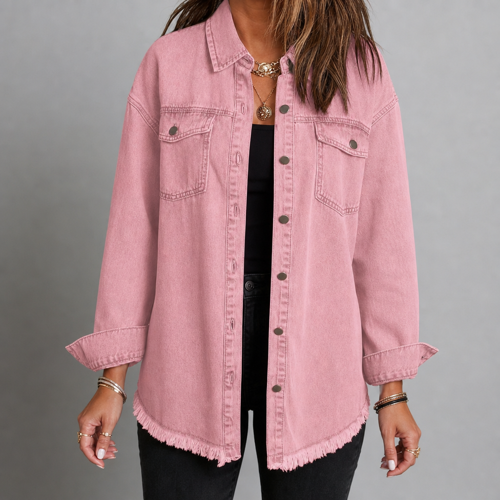 Alberobello Oversized Denim Jacket in Pink