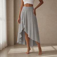 Lamego Flowy Wrap Midi Skirt in Gray