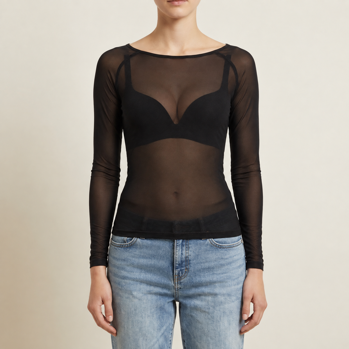 Calpe Sheer Mesh Long-Sleeve Top