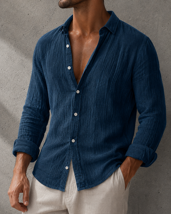 Coimbra Linen Open-Collar Shirt