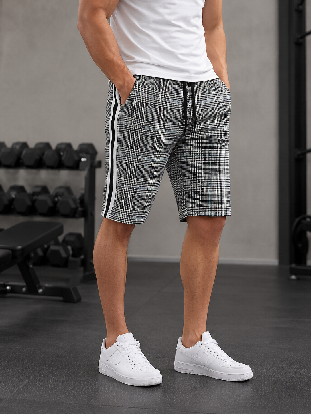 Gallipoli Plaid Side Stripe Shorts