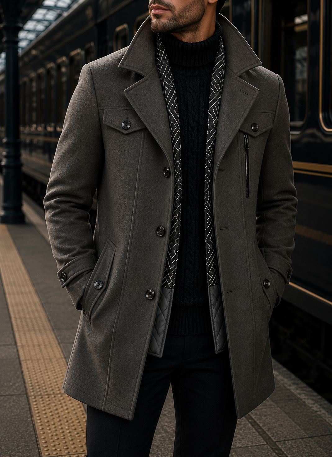 Thassos Wool Tailored Overcoat