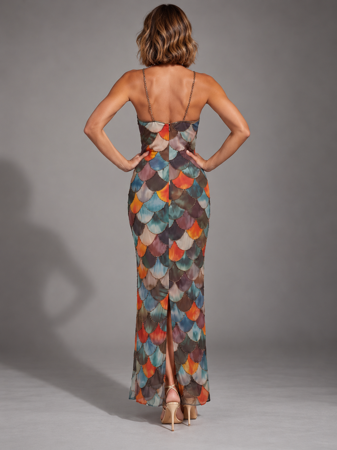 Bandol Scale Print Halter Maxi Dress
