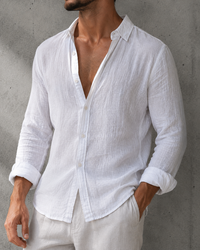 Coimbra Linen Open-Collar Shirt