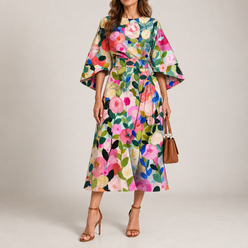 Amarante Floral Kimono Sleeve Dress in Floral