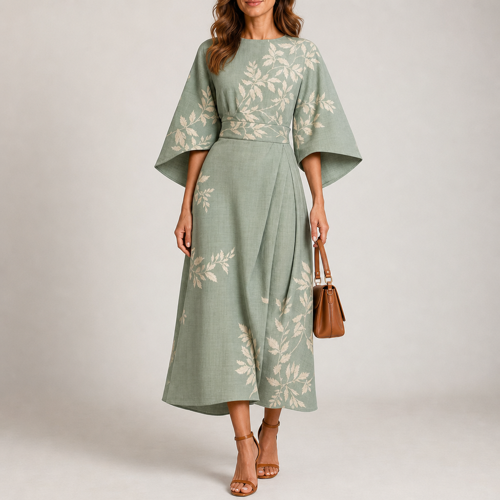 Amarante Floral Kimono Sleeve Dress in Green