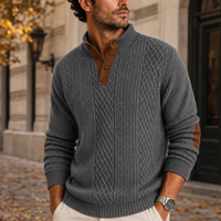 Andros Cable Knit Button Sweater in Grey