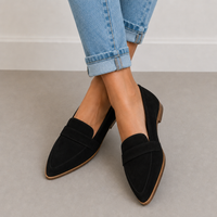 Ansouis Orthopedic Suede Pointed Loafers in Black