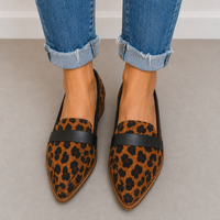 Ansouis Orthopedic Suede Pointed Loafers in Leopard