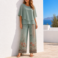 Antequera Layered Floral Two-Piece Set in Mint Green