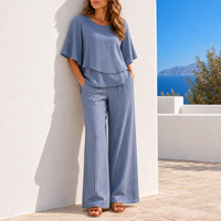 Antequera Layered Floral Two-Piece Set in Slate Blue