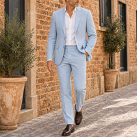 Anzio Linen Two-Piece Suit in Blue