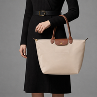Apt Structured Leather Trim Tote in Beige