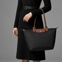 Apt Structured Leather Trim Tote in Black