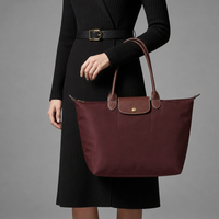 Apt Structured Leather Trim Tote in Burgundy