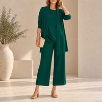 Arles Wide Leg Three-Piece Set in Green