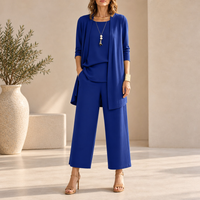 Arles Wide Leg Three-Piece Set in Blue