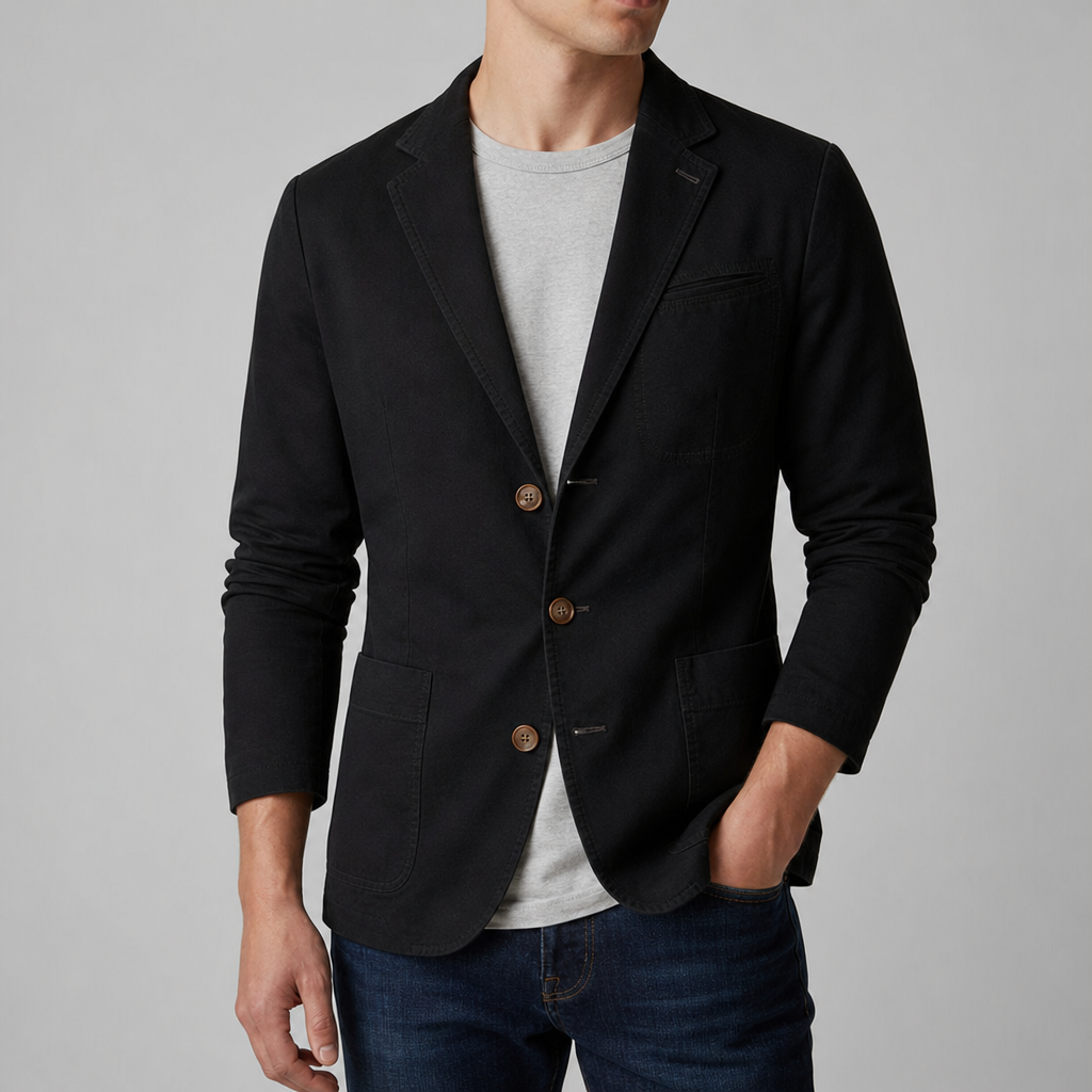 Ascoli Casual Cotton Blazer in Black