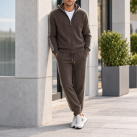 Assisi Knit Zip Tracksuit Set in Dark Mocha