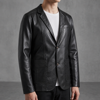 Assisi Leather Blazer Jacket in Black