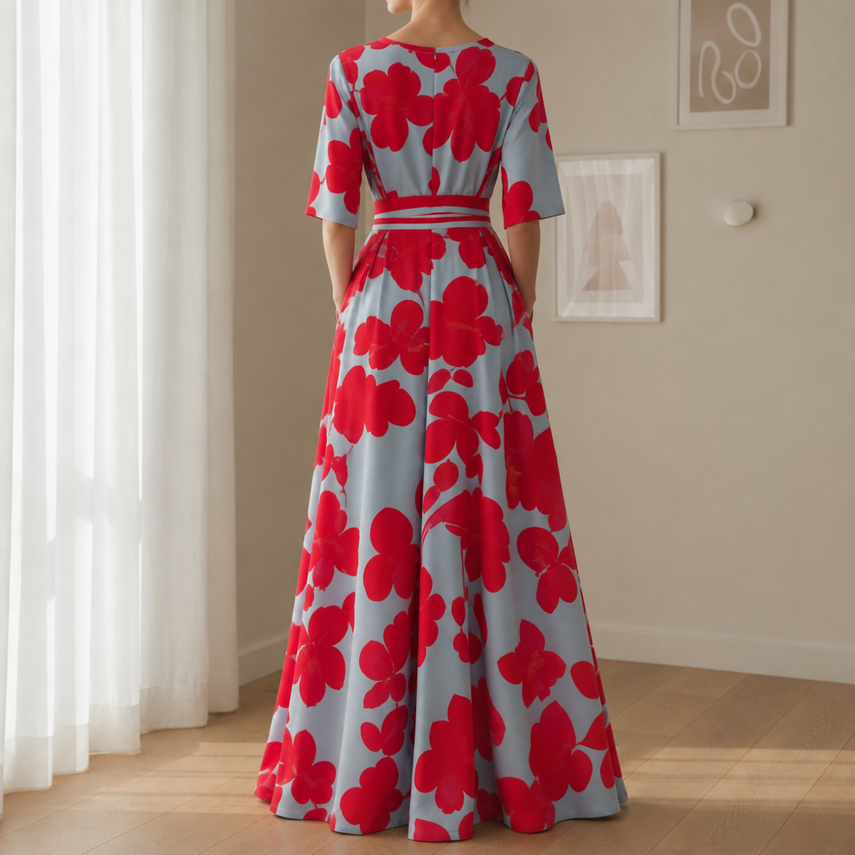 Lerapetra Floral V-Neck Maxi Dress
