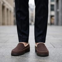 Baeza Fleece Lined Moccasin Slippers in Coffee
