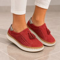 Camogli Orthopedic Tassel Mules in Red