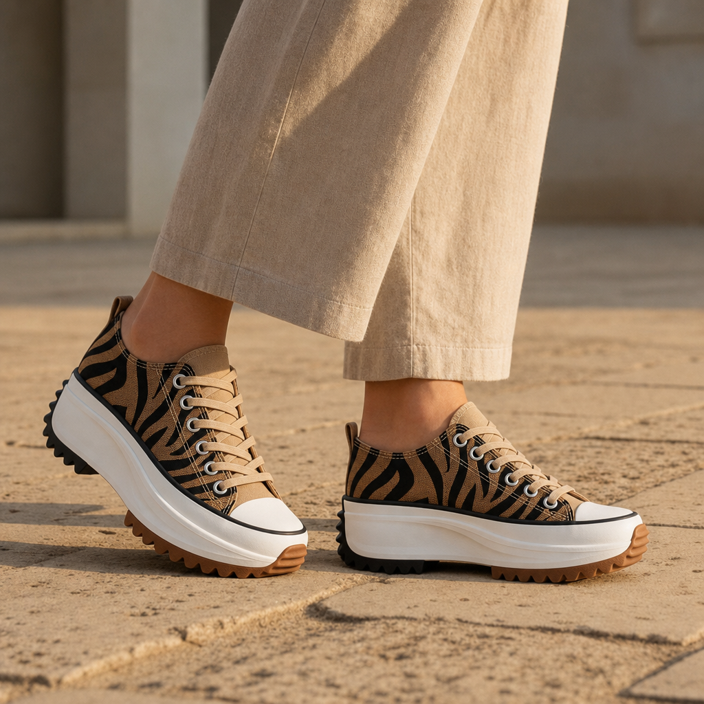 Cartagena Orthopedic Animal Print Platform Sneakers in Tiger Print
