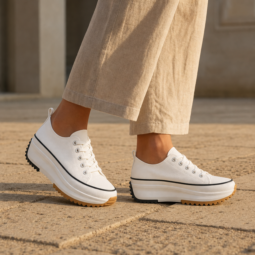 Cartagena Orthopedic Animal Print Platform Sneakers in White Snow