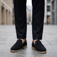 Cascais Suede Penny Loafers in Black