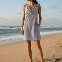 Cassis Cowl Neck Pocket Mini Dress in Grey