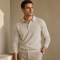 Men's Long Sleeve Knit Polo Shirt