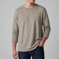 Chios Cotton Long Sleeve Tee in Khaki