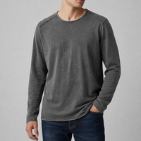 Chios Cotton Long Sleeve Tee in Dark Gray