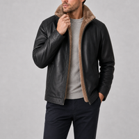 Collioure Shearling Lined Leather Jacket in Black