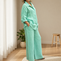 Como Linen Two-Piece Set in Light Green