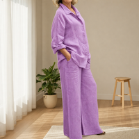Como Linen Two-Piece Set in Purple