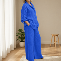 Como Linen Two-Piece Set in Royal Blue
