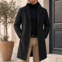 Cortona Classic Lapel Overcoat in Black