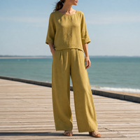 Erice Linen Relaxed Matching Set in Yellow