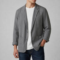 Estepona Linen Casual Blazer in Gray